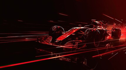 Dynamic Red Arrow Symbolizing F1 Car Speed and Precision on Black Background