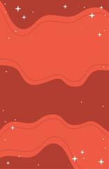 Abstract Red Holiday Background With Wavy Lines and Sparkling Stars, Vertical Poster Vector. Perfect for Winter Holiday Design Projects and Social Media