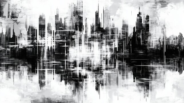 Monochrome Abstract Representation of a City Skyline