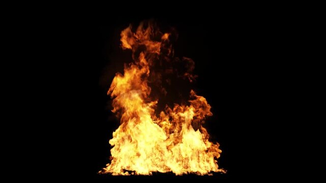 Flames fiery blazing on ground effect isolated on black backgrounds