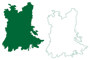 Alwar district (Rajasthan State, Republic of India) map vector illustration, scribble sketch Alwar map