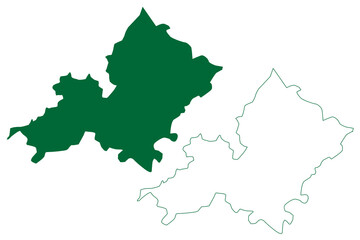 Fototapeta premium Ambala district (Haryana State, Republic of India) map vector illustration, scribble sketch Ambala map