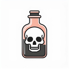 minimalistic vector icon of bottle of poison with skull, halloween holiday night theme, logo template for use