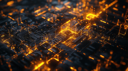 Glowing Precision: High-Tech Abstract Geomatics with Detailed Meshwork