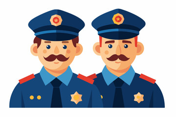 Russian police officers on a white background. Vector illustration
