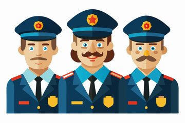 Russian police officers on a white background. Vector illustration
