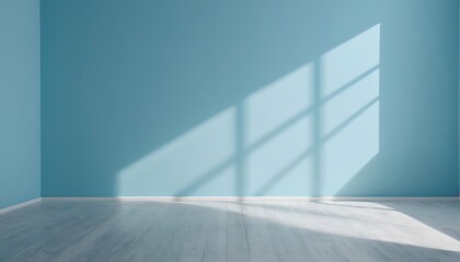 Fototapeta premium Abstract Empty windows shadow on gradient blue room background. Used for backdrop presentation products for online shop3