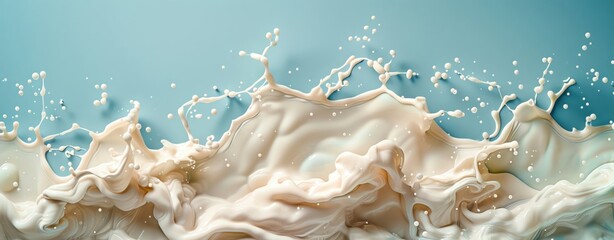 illustration of splashing marine collagen on a clean background, vibrant colors with ample copy space for advertising,