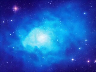 Fototapeta premium Bright Blue Nebula with Stars in a Smooth Glowing Space Background 