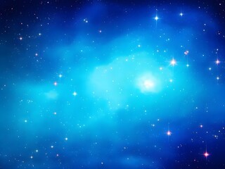 Bright Blue Nebula with Stars in a Smooth Glowing Space Background

