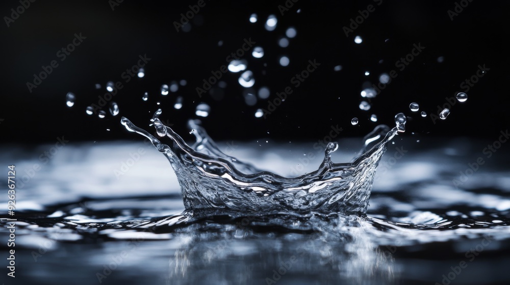 Aufkleber a close-up of a splash of water with multiple droplets frozen in mid-air, creating dynamic patterns 