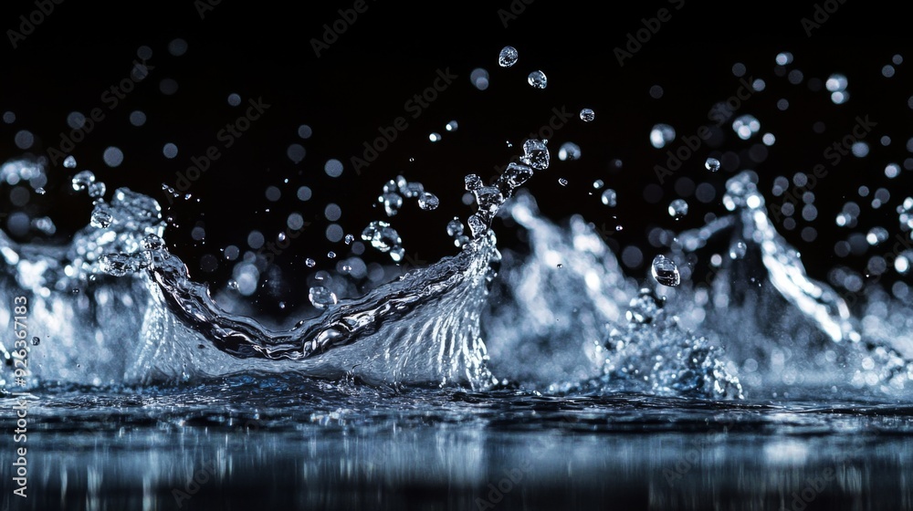 Aufkleber a close-up of a splash of water with multiple droplets frozen in mid-air, creating dynamic patterns 