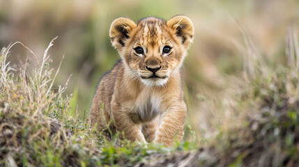 A sweet photo of a baby lion cub. --ar 16:9 --v 6.1 Job ID: fd22d342-e175-444e-b429-bd2ab7df78bd