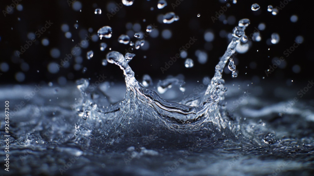 Aufkleber a close-up of a splash of water with multiple droplets frozen in mid-air, creating dynamic patterns 