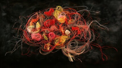 Vivid Abstract Brain Made of Glowing Intertwined Threads