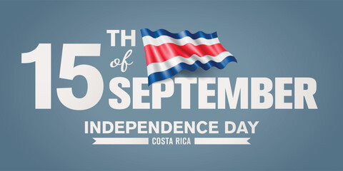Costa Rica happy independence day greeting card, banner with template text vector illustration