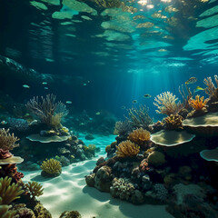 Obraz premium underground beautiful underwater ecosystem clear water Design Very Cool