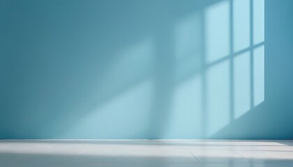 Background for product presentation.Empty floor and wall background illuminated by sunlight and plant shadows.3d illustration.6