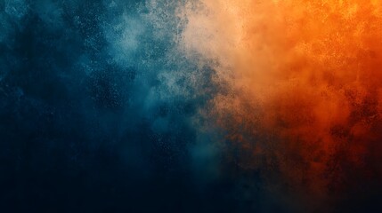 Obraz premium Blue and orange grainy dark banner with a noise texture and smooth color gradient, perfect for a poster background with copy space