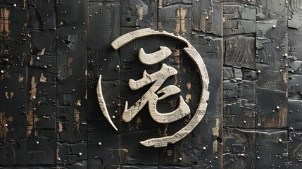 Fototapeta premium Japanese calligraphy on a textured background with splatter