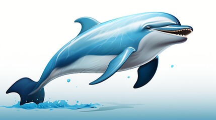 Obraz premium Cheerful dolphin leaps out of the water use for ocean life, sea creatures, marine biology educational materials, or aquatic-themed decorations and designs,