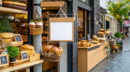Blank Signboard Outside a Bakery Shop