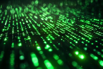 Green Dark Binary Code with Data Streaming Background created with Generative AI