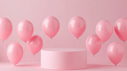 A Pink Room Adorned with Floating Pink Balloons