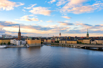 スウェーデン 高台から眺めるストックホルムの夕景