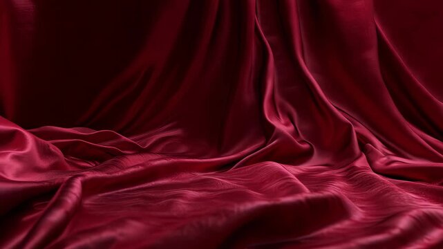 Red silk cloth flowing on black background