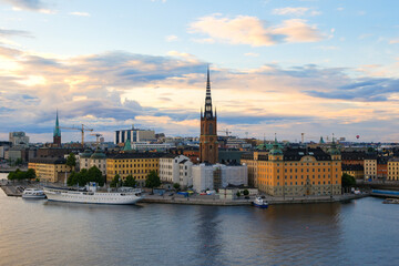 Fototapeta premium スウェーデン 高台から眺めるストックホルムの夕景