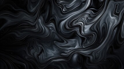 Obraz premium Abstract black and silver swirling patterns creating a fluid, dynamic texture.