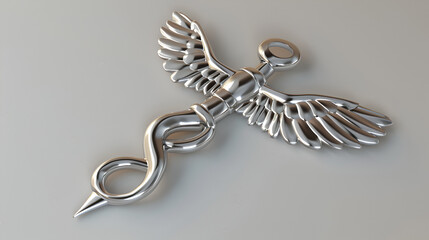 Caduceus medical symbol chrome