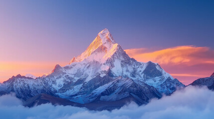 Himalayas mountain tops, snow-capped mountains, golden sunset shining on the almond peaks of Ama Dab, wide angle lens, HD photography, natural scenery, magnificent and awe-inspiring. High resolution.