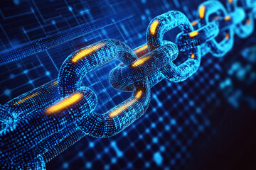 chain technology background with code