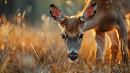 deer eating grass