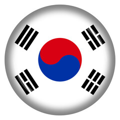 South korean flag in circle shape pin and badge
