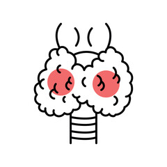 Hashimoto's hypothyroidism color line icon. Autoimmune diseases.