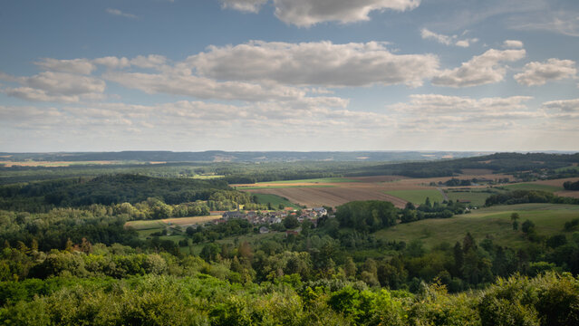View of the Chemin des Dames plateau in the Aisne. France. Panorama