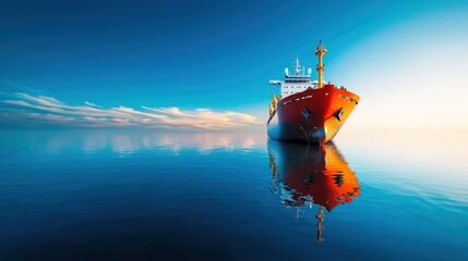 Fototapeta premium A ship in an insurance-protected secure port, indicating maritime safety