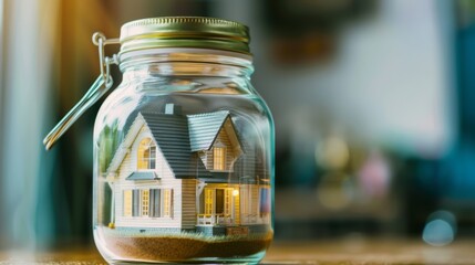 conceptual image of saving money to buy a house