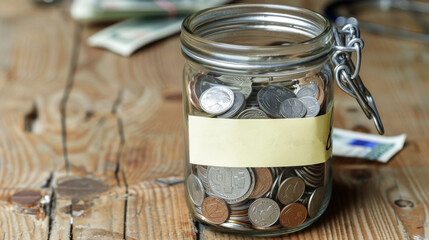 Saving money in a jar for food
