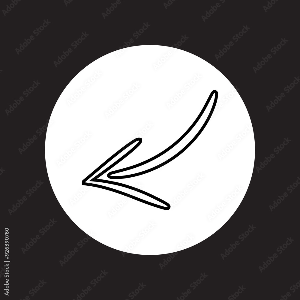 Poster curved arrow icon vector. arrow pointer logo design. arrow left vector icon illustration in circle i