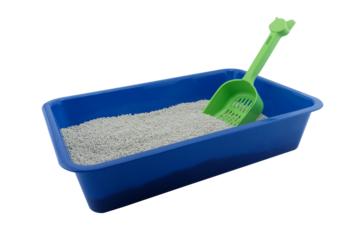 Cat litter box and toilet sand ( cat toilet ) isolated full transparent PNG.