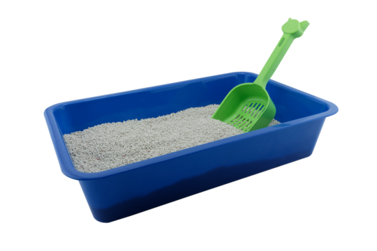 Cat litter box and toilet sand ( cat toilet ) isolated full transparent PNG.