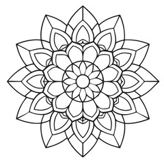 Adobabstract  wild Mandela design png, adult anti-stress coloring page in line art, floral pattern coloring sheete Illustrator Artwork.