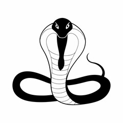 Fototapeta premium King cobra cute baby girl black and white silhouette illustration