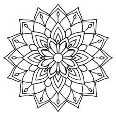 Adobabstract  wild Mandela design png, adult anti-stress coloring page in line art, floral pattern coloring sheete Illustrator Artwork.