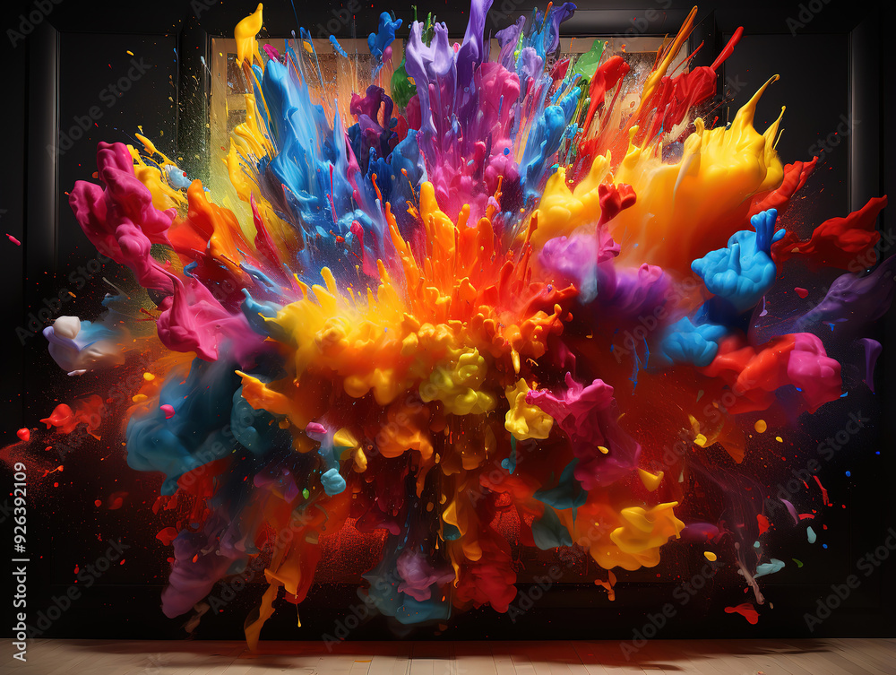 Canvas Prints splashing colorful powder on frame on white background