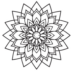 Adobabstract  wild Mandela design png, adult anti-stress coloring page in line art, floral pattern coloring sheete Illustrator Artwork.